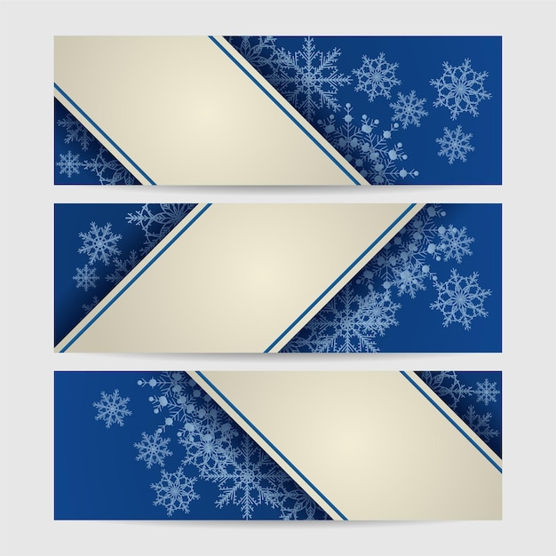 Vector winter donkerblauwe sneeuwvlok ontwerpsjabloon banner