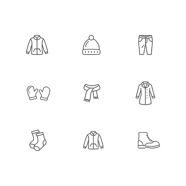 冬のドレスのベクトルアイコンセット
