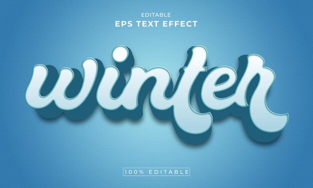 Winter editable 3d text effect premium vector