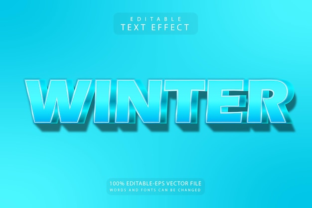 Winter editable text effect 3 dimension emboss modern style