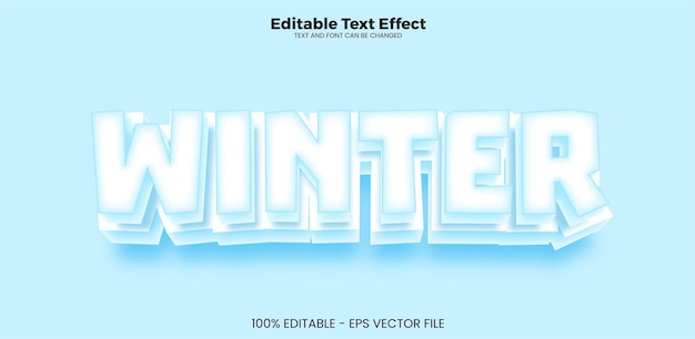 Зимний редактируемый текстовый эффект в современном трендовом стиле