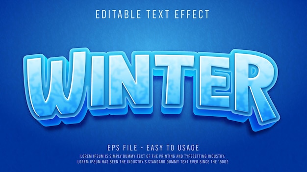 Winter editable text effect with 3d ice style