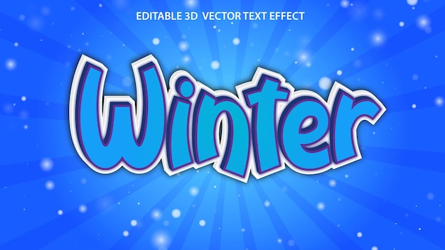 Вектор Зимний редактируемый текстовый эффект с реалистичным 3d-стилем