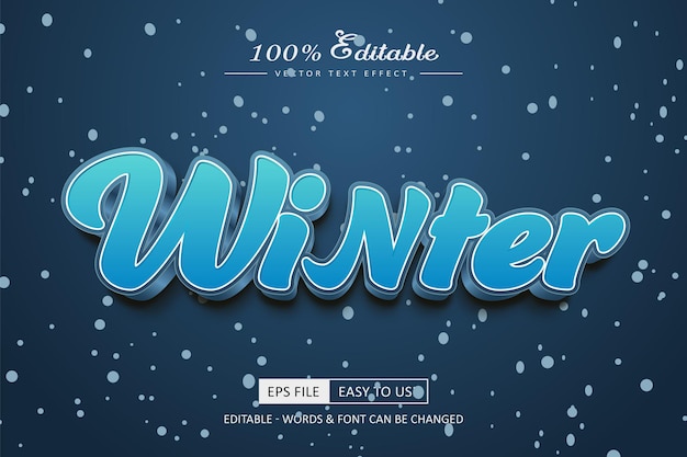 Winter Editable text effect with snow ice and cold font style