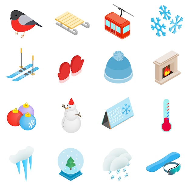 Winter elements icons set 