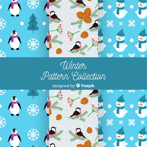 Winter elements pattern collection