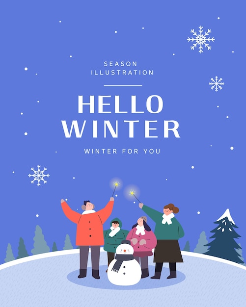 Illustrazione emotiva invernale popup banner web