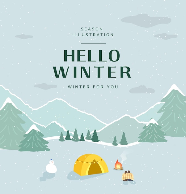 Illustrazione emotiva invernale popup banner web