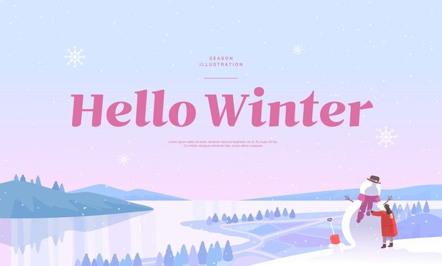 Vector winter emotional illustration web banner popup