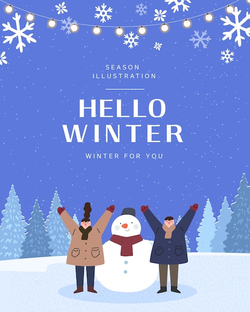 Winter emotionele illustratie webbanner pop-up