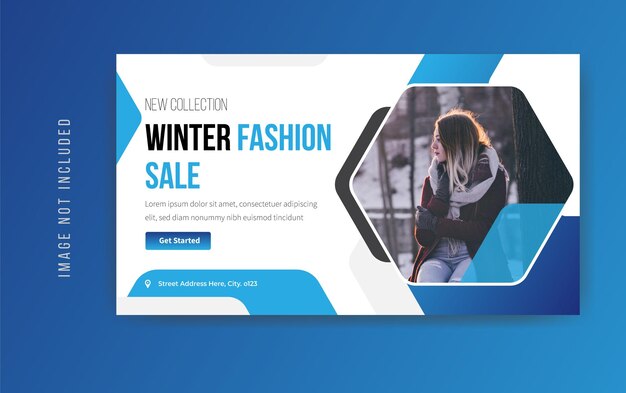 Vettore premium di progettazione del modello dell'insegna di vendita di moda invernale