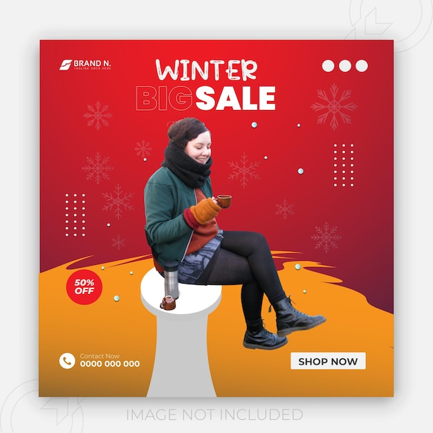 Winter fashion sale and cute baby social media or bundle banner design