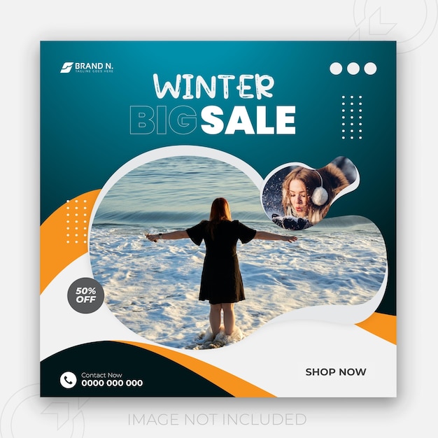 Winter fashion sale and cute baby social media or bundle banner design