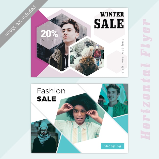 Winter fashion sale horizontal banner template