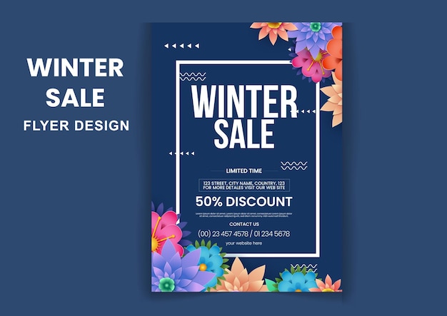 Vector winter fashion sale poster design template