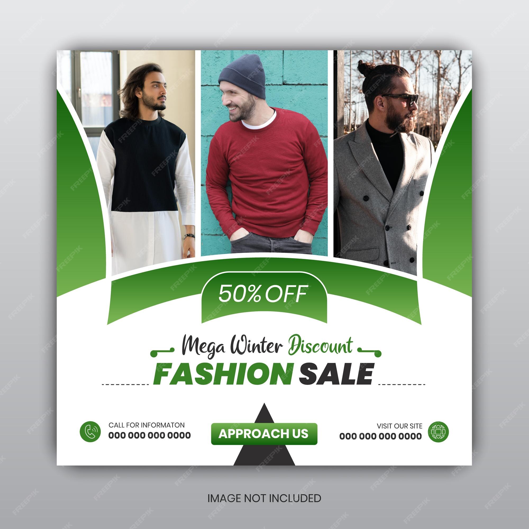 Premium Vector | Winter fashion sale social media ads post design template