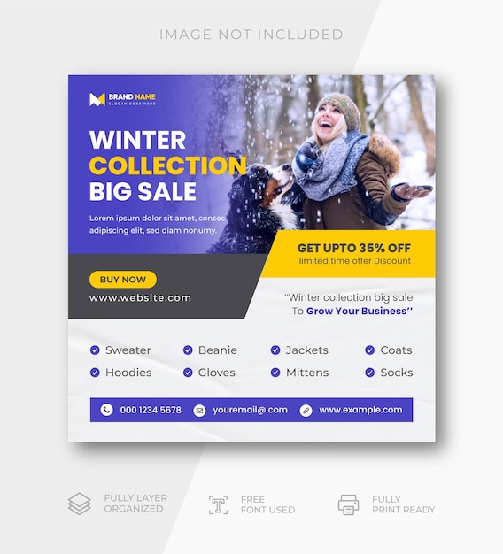 Premium Vector | Winter fashion sale social media advertising post ...