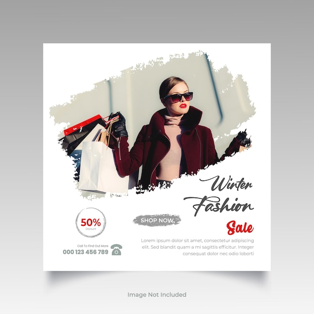 Winter fashion sale social media banner post template