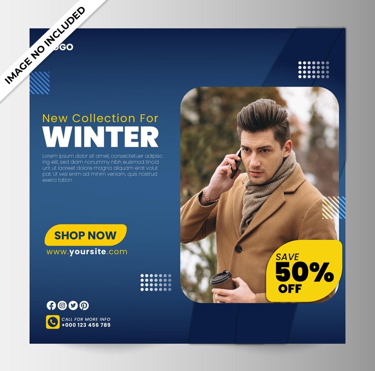 Vector winter fashion sale social media design