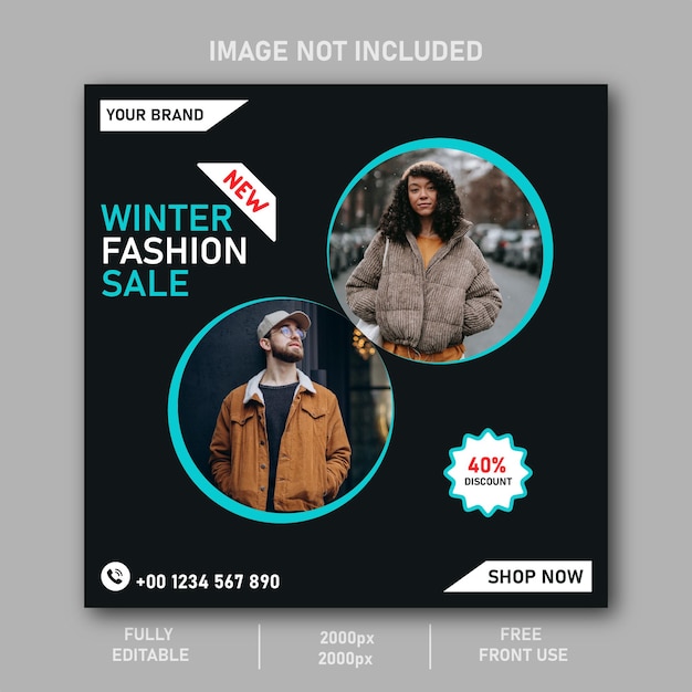 Winter fashion sale social media post template dress sale