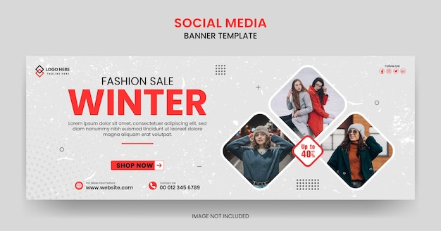 Vector winter fashion sale social media post and web banner template