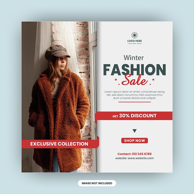 Vector winter fashion sale social media post or web banner template