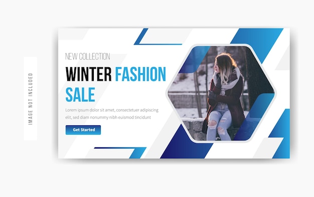 Winter fashion sale youtube banner design premium vector