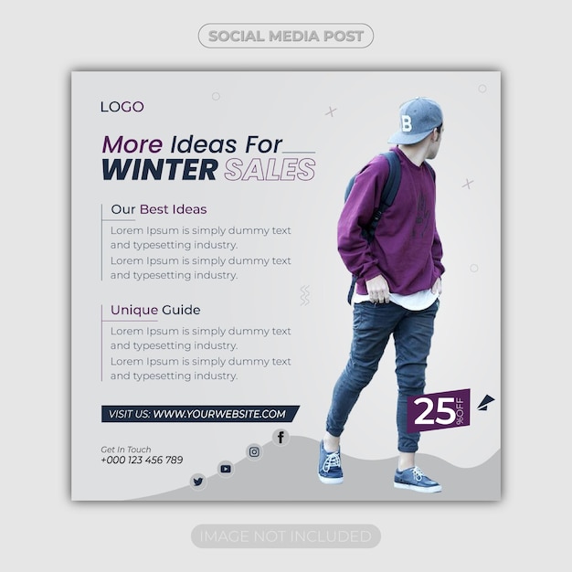 Winter fashion social media advertising post or instagram web banner template design