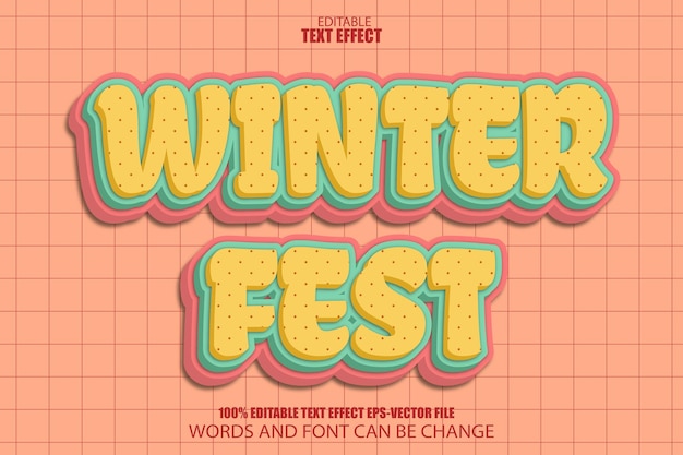 Winter Fest bewerkbaar teksteffect 3D Cartoon-stijl