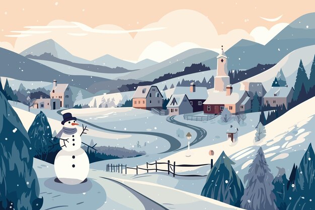 Vettore illustrazione piana invernale delizi delle vacanze illustrazioni festive e gioiose per natale