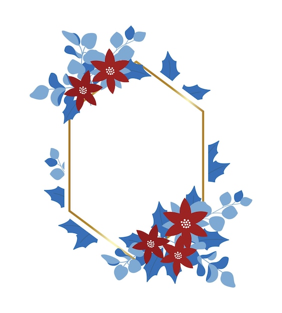 Зимняя цветочная декоративная рамка для открыток и приглашений