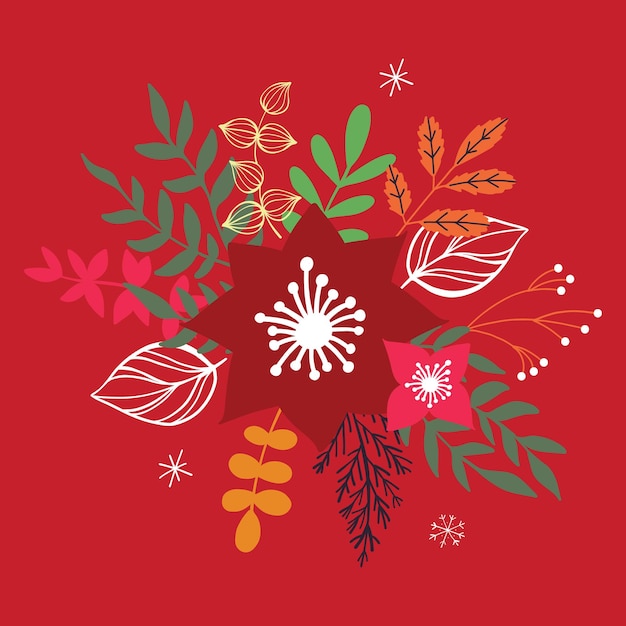 Winter flower pattern red flower christmas new year holiday party