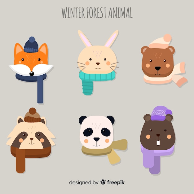 Winter forest animal faces pack