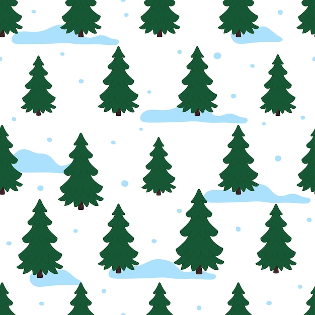 Зимний лес бесшовные модели. Рождественские векторные иллюстрации в плоском стиле.