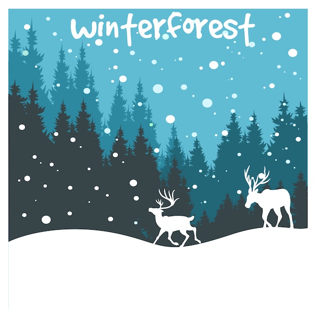 Vector winter forest