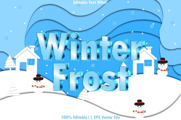 Winter frost editable text effect 3d emboss style