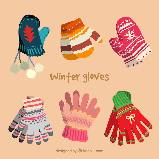 Winter gloves collection in cute style