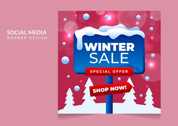 Winter grote verkoop social media post banner ontwerpsjabloon