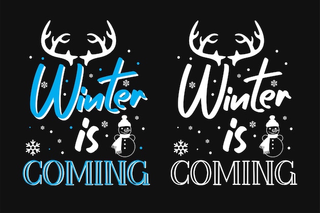 winter Hand drawing typography tshirt designWinter quotes typography tshirt design