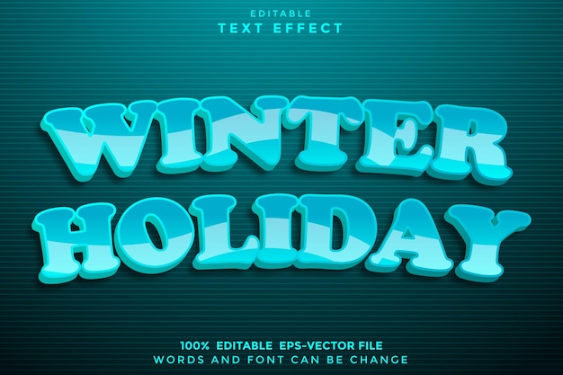 Winter holiday editable text effect 3d flat gradient