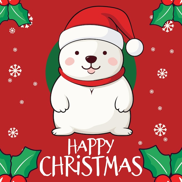 Winter Holiday Fun with a Polar Bear Cartoon Vector for a Festive Kids Party