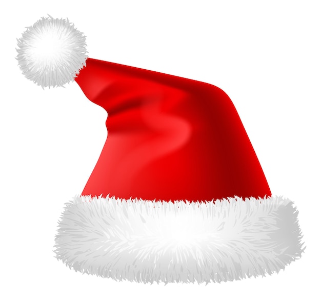 Winter holiday hat Realistic santa cap mockup isolated on white background