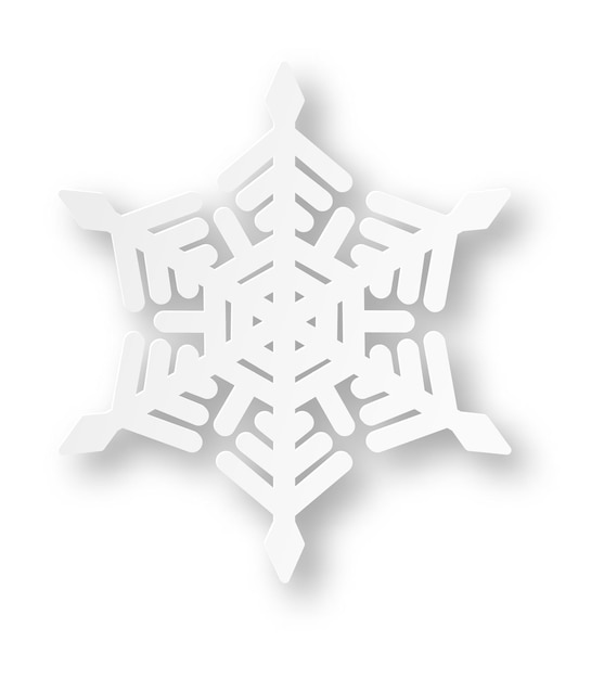 Вектор Зимнее праздничное бумажное украшение белая снежинка в стиле вырезки из бумаги на белом фоне