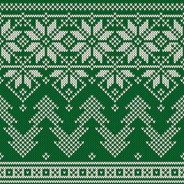 Winter Holiday Seamless Knitted Pattern with a Christmas Trees