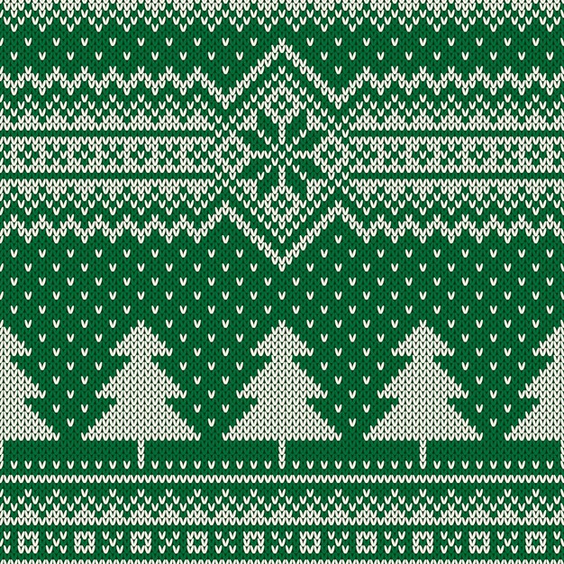 Winter holiday seamless knitted pattern with a christmas trees