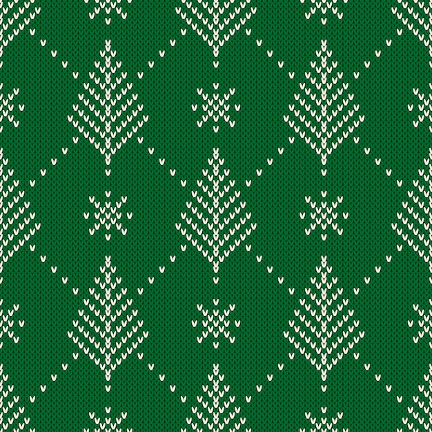 Winter holiday seamless knitting pattern with a christmas tree. knitted sweater.