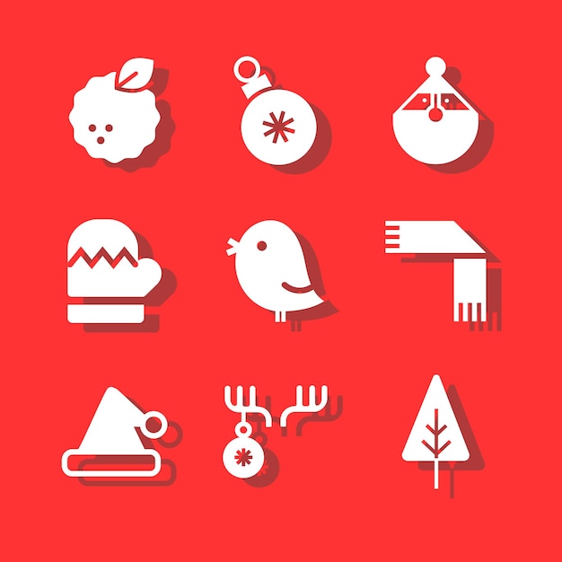 Winter holidays Christmas icon sticker set