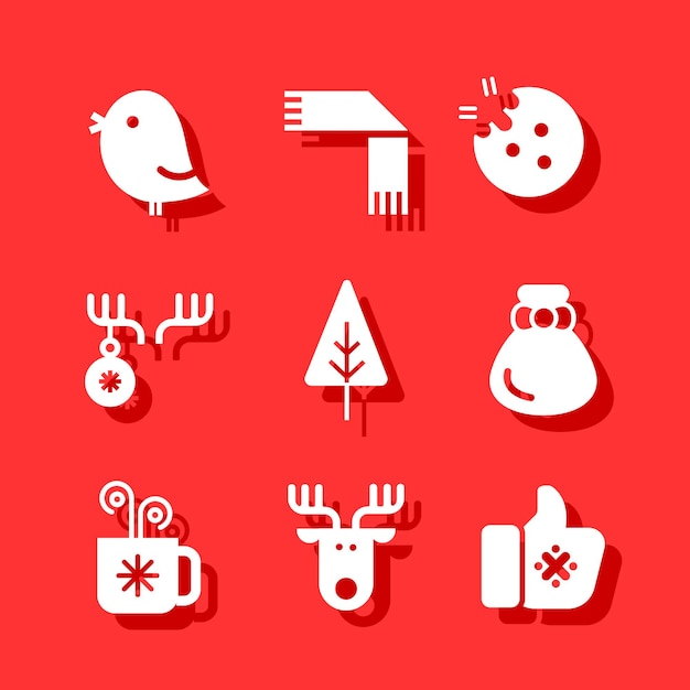 Vector winter holidays christmas icon sticker set