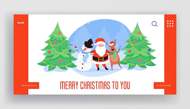 Winter holidays landing page template. merry christmas and happy new year