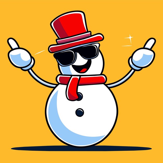 Vector winter holidays snowman santa hat christmas hand drawn flat stylish cartoon sticker icon concept